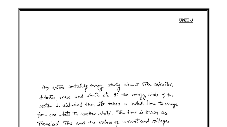 Unit 3 Notes on Transient Response and System Dynamics KEC602 - Studocu