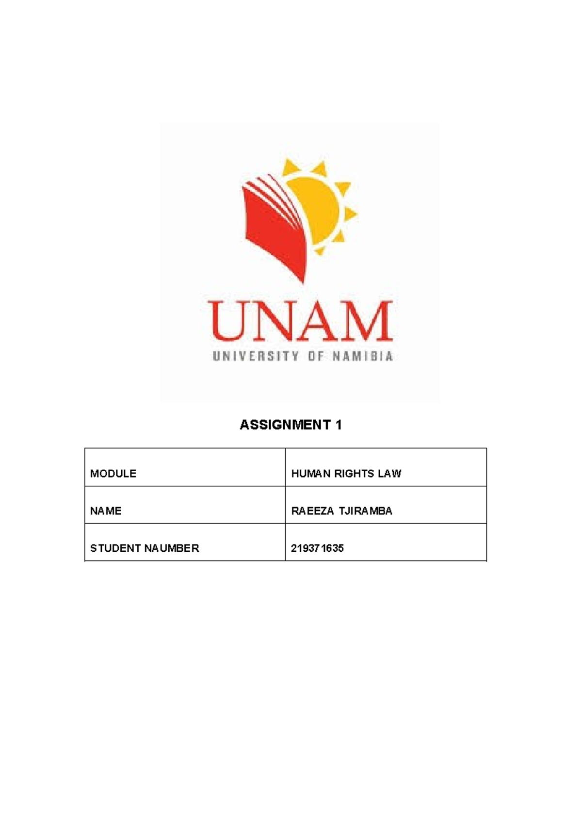 Human rights assignment 1 2025 - ASSIGNMENT 1 MODULE HUMAN RIGHTS LAW ...