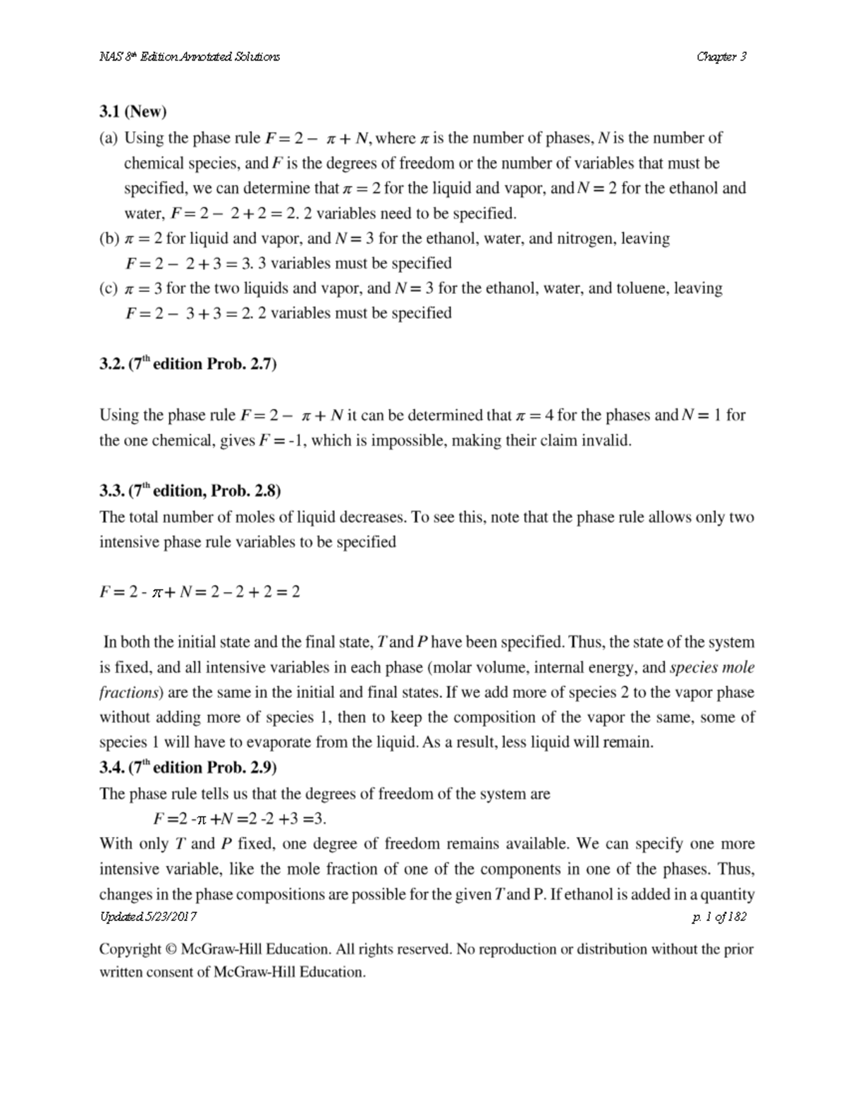 NAS 8th Edition Annotated Solutions Chapter 3 - Thermodynamics - Studocu