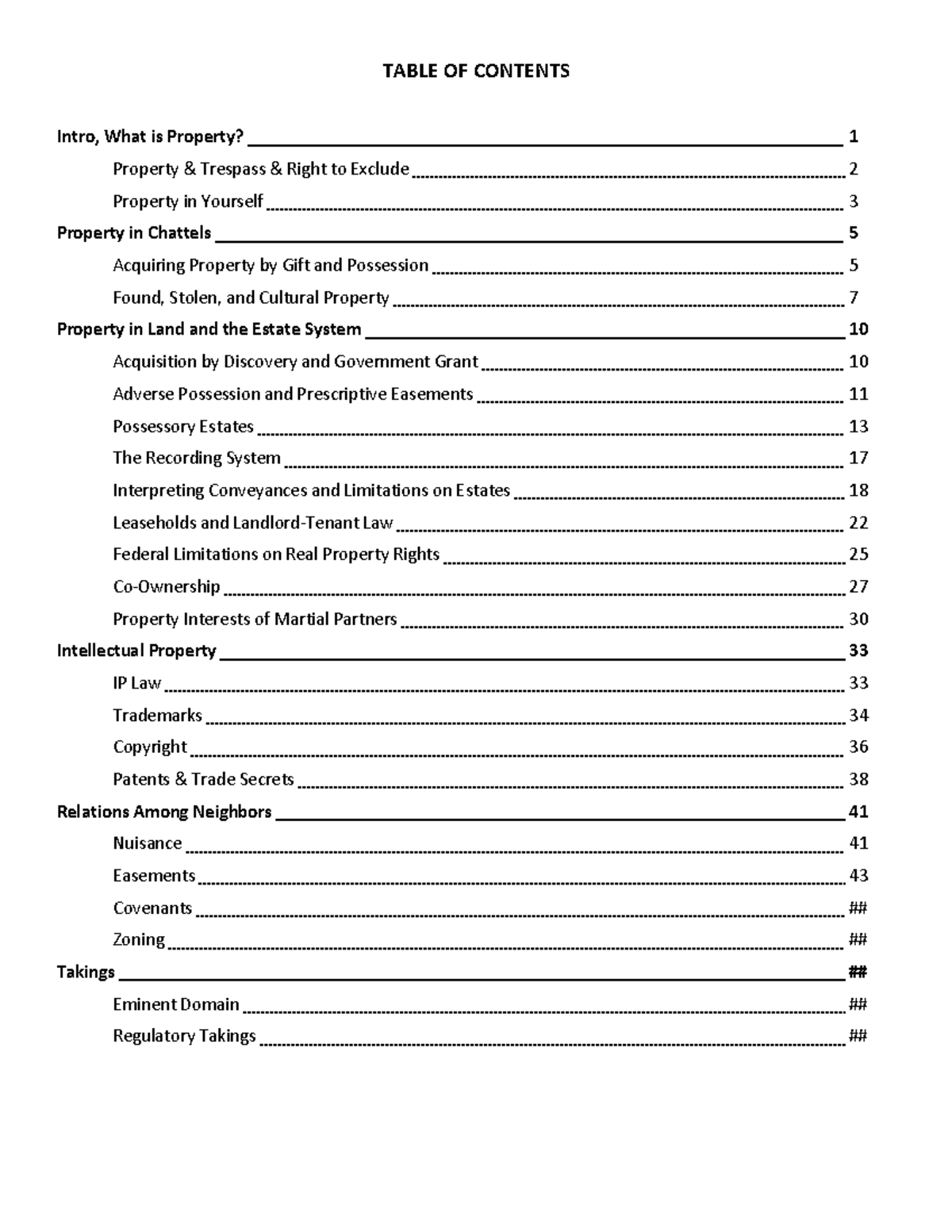 Property Law Overview: Key Concepts and Terms for Course LAW 101 - Studocu