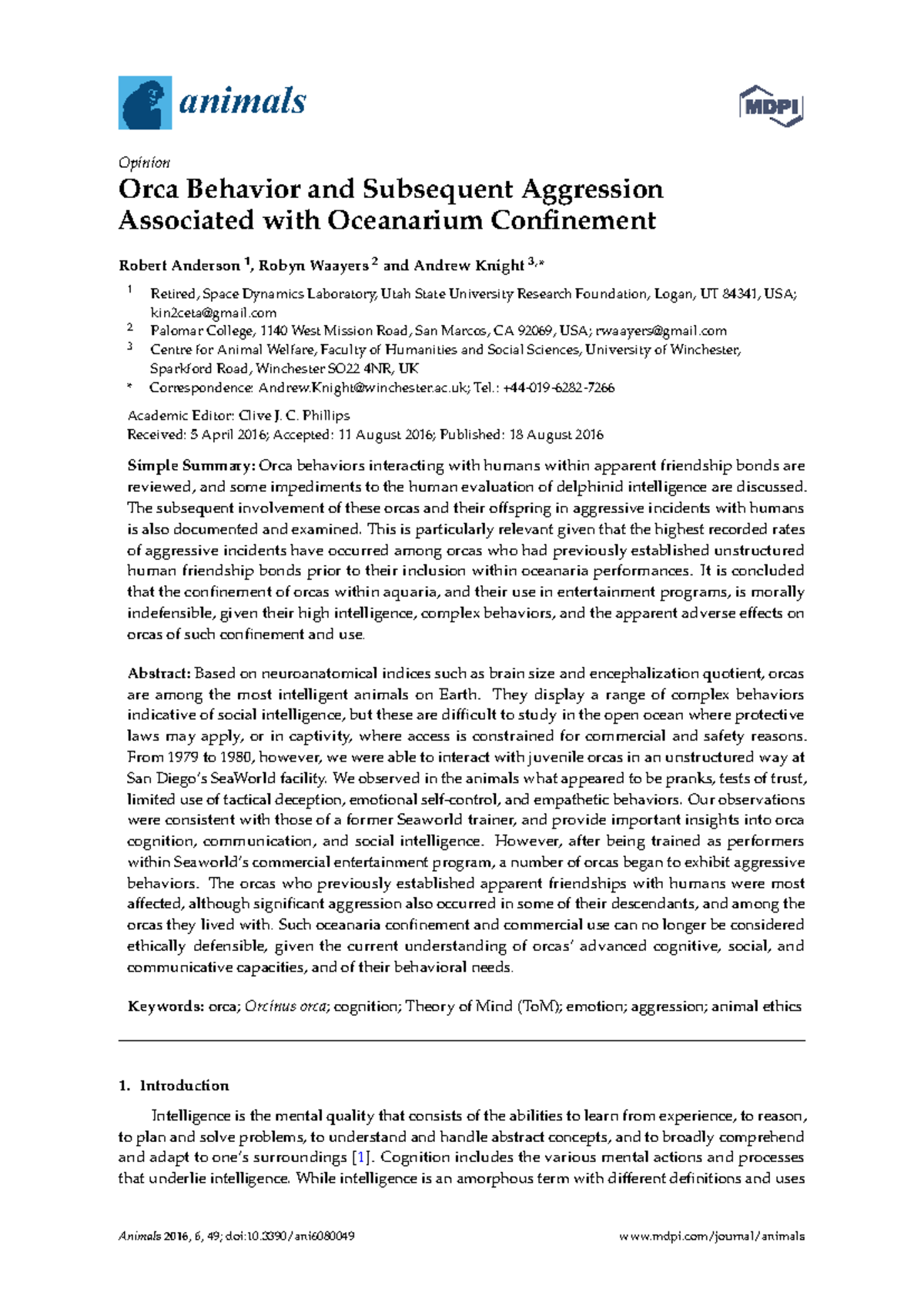 Orca Behavior and Aggression: Insights from Oceanarium Confine - Studocu