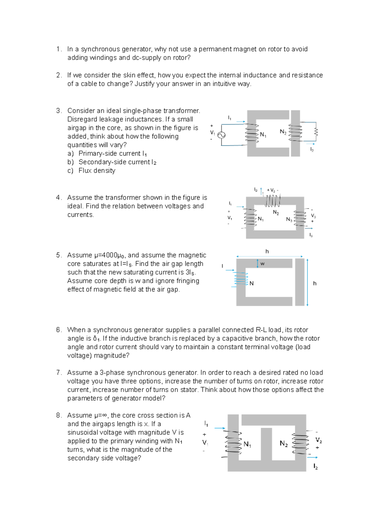 Exercise II - Notes on Synchronous Generators and Transformers - Studocu