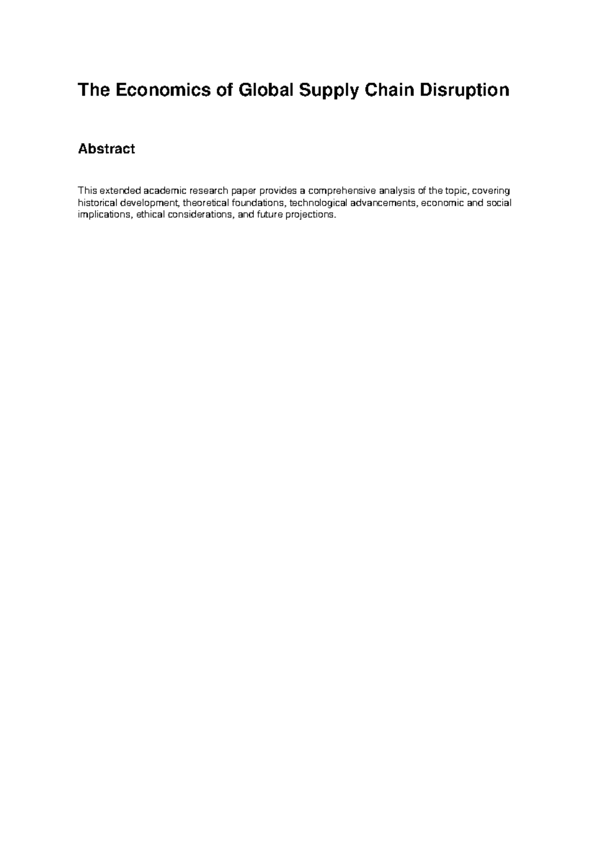 Global Supply Chain Disruption: An Extended Analysis - Studocu