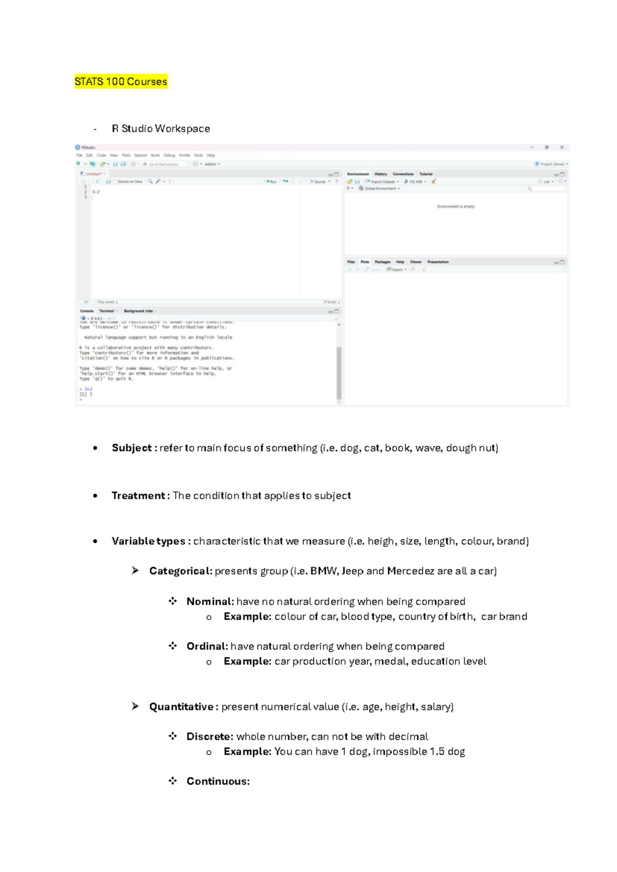 STATS 1000 Lecture Notes: Understanding Variable Types and Analysis ...