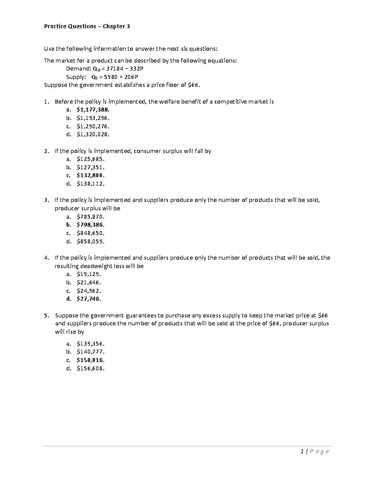 Practice Questions 2 Solutions for Chapter 3 Economics - Studocu