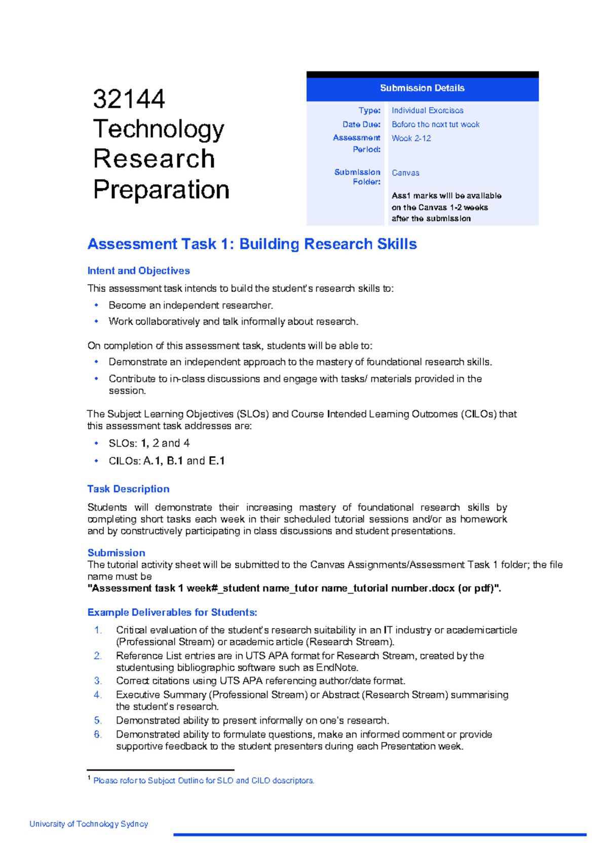 Assessment Task 01 - Technology Research Preparation Assignment Task 1 ...