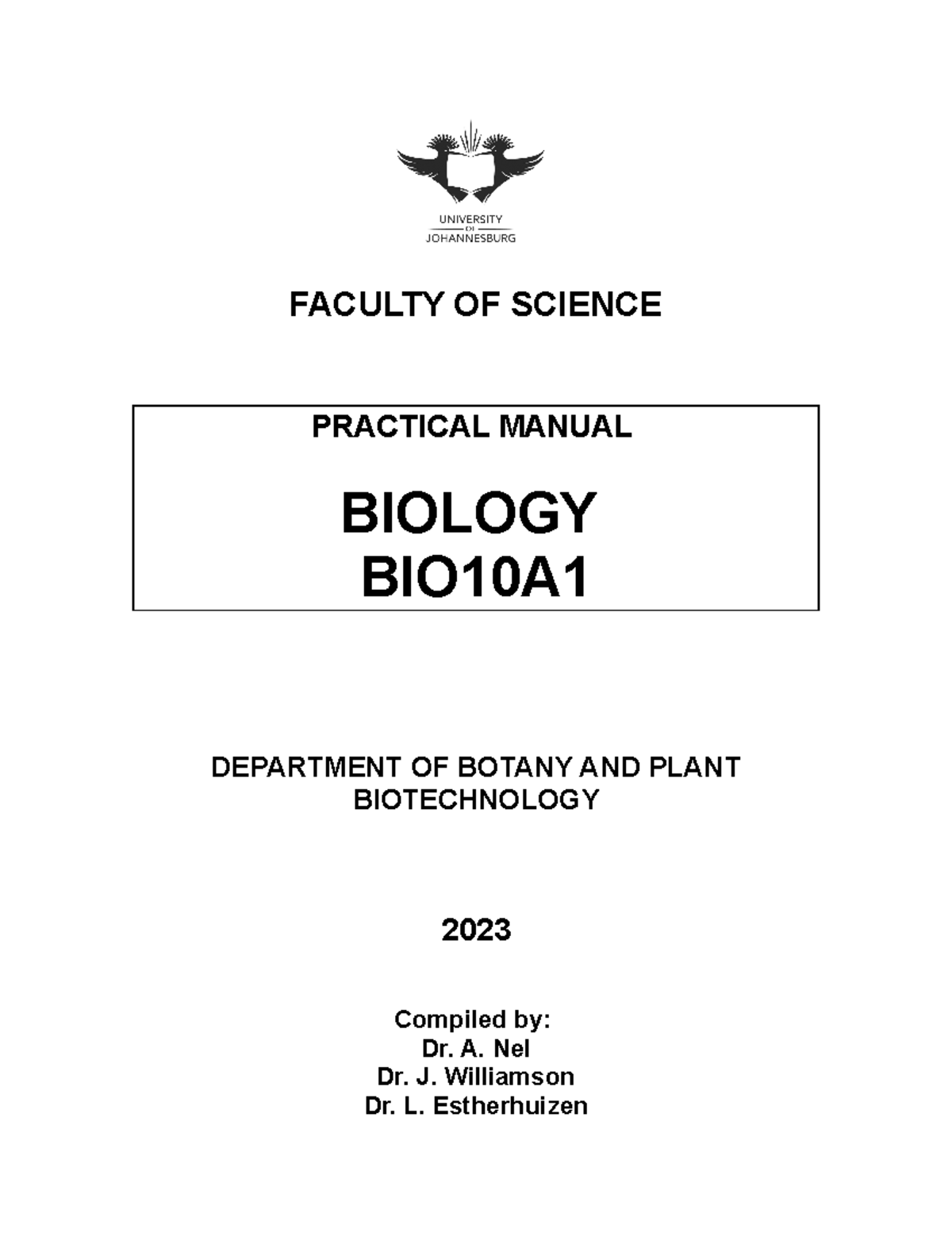 BIO10A Practical Manual 2023 - Essential Guidelines and Procedures ...