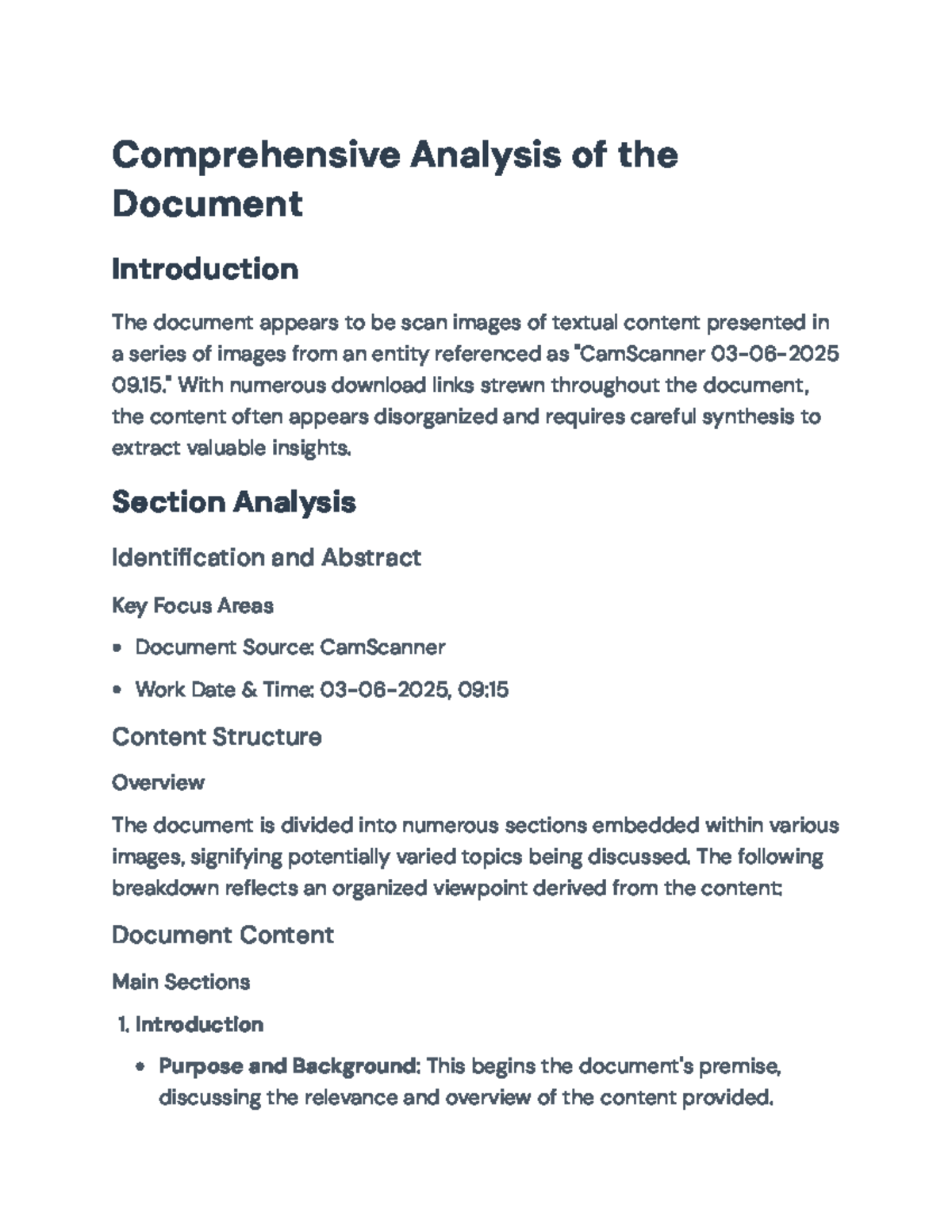 Comprehensive Analysis of CamScanner Document Findings 03-06-2025 - Studocu