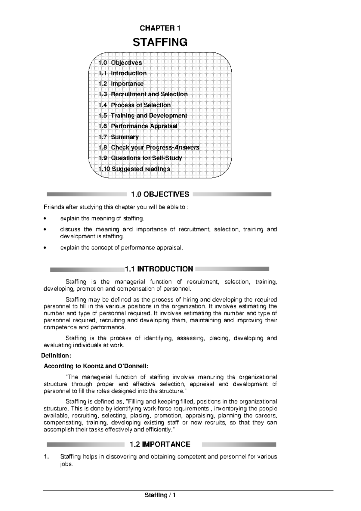 CHAPTER 1: STAFFING - Principles and Practices in Management II - Studocu