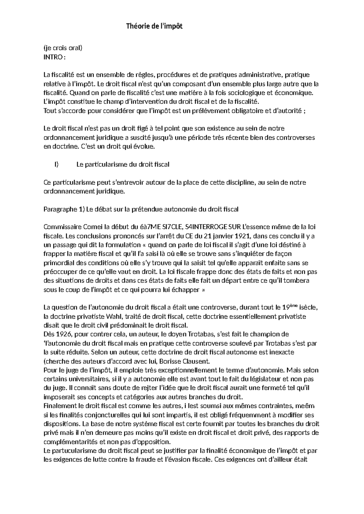 Théorie de l'impôt - Cours sur le Droit Fiscal et sa Particularité ...