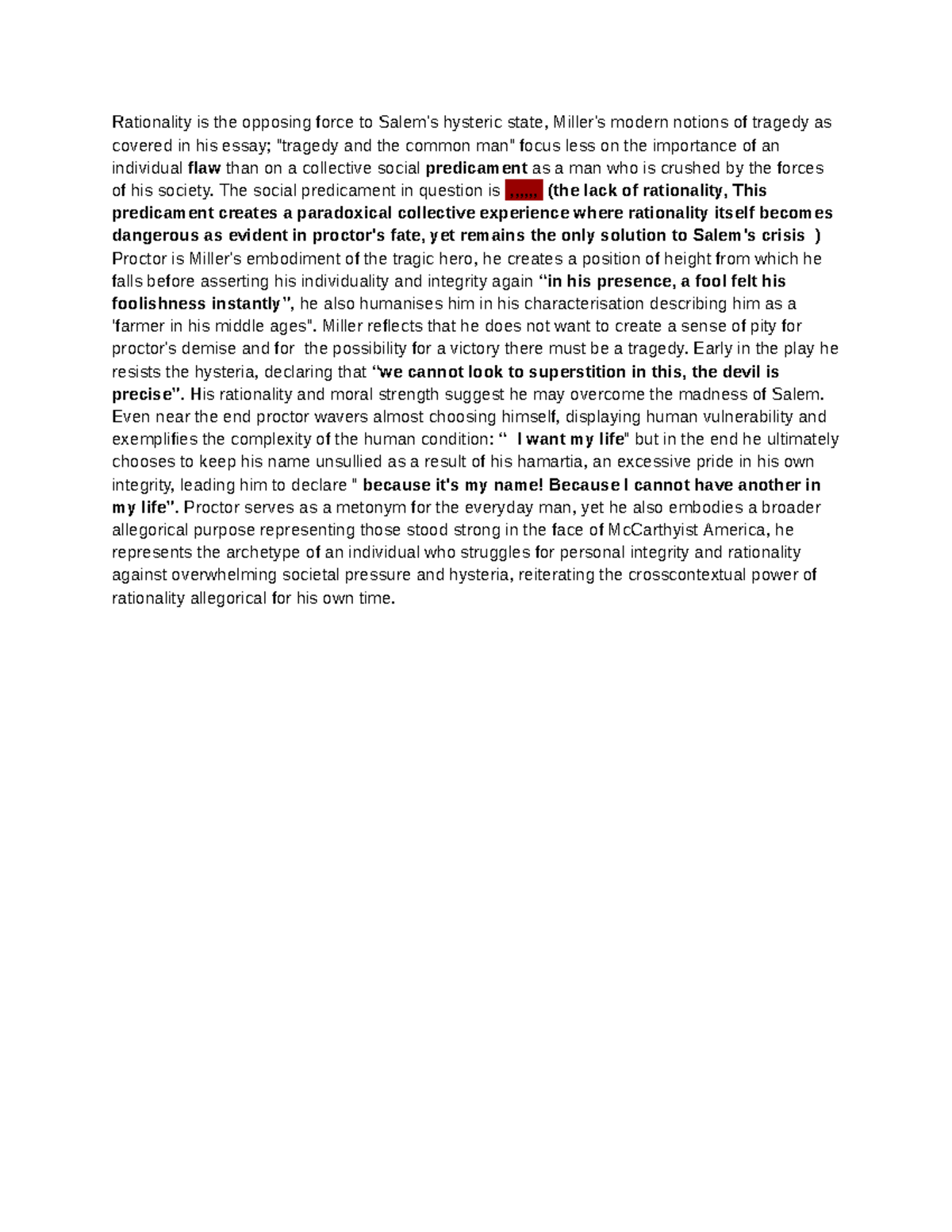 Rationality vs. Hysteria: Analyzing Tragedy in The Crucible (ENG 101 ...