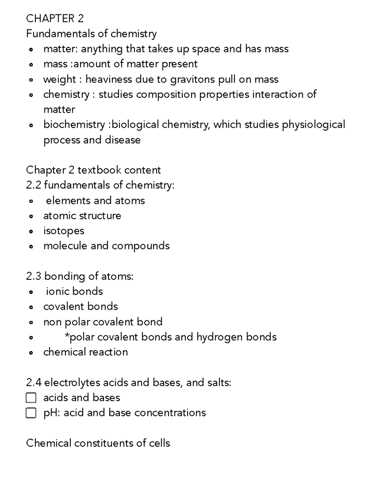 CHAPTER 2: Fundamentals of Chemistry - Studocu