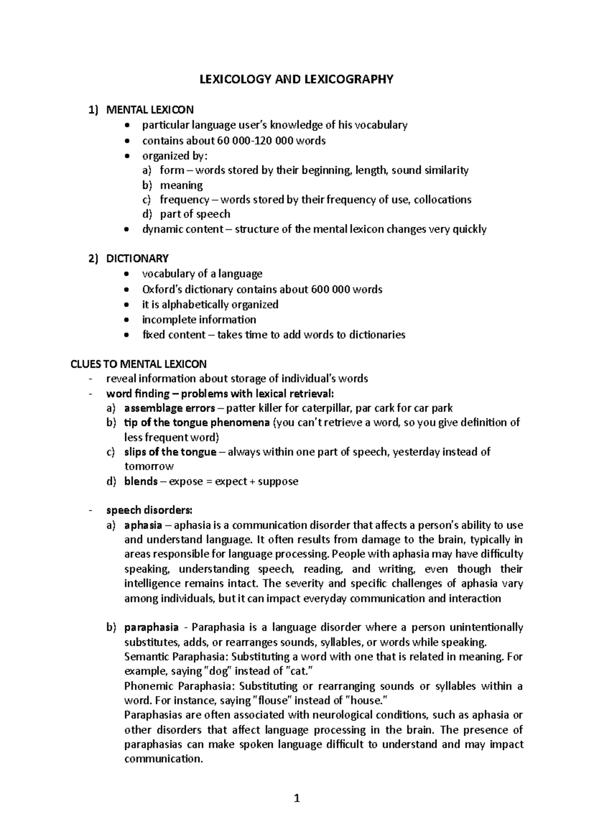 Lexicology AND Lexicography celé - LEXICOLOGY AND LEXICOGRAPHY 1 ...