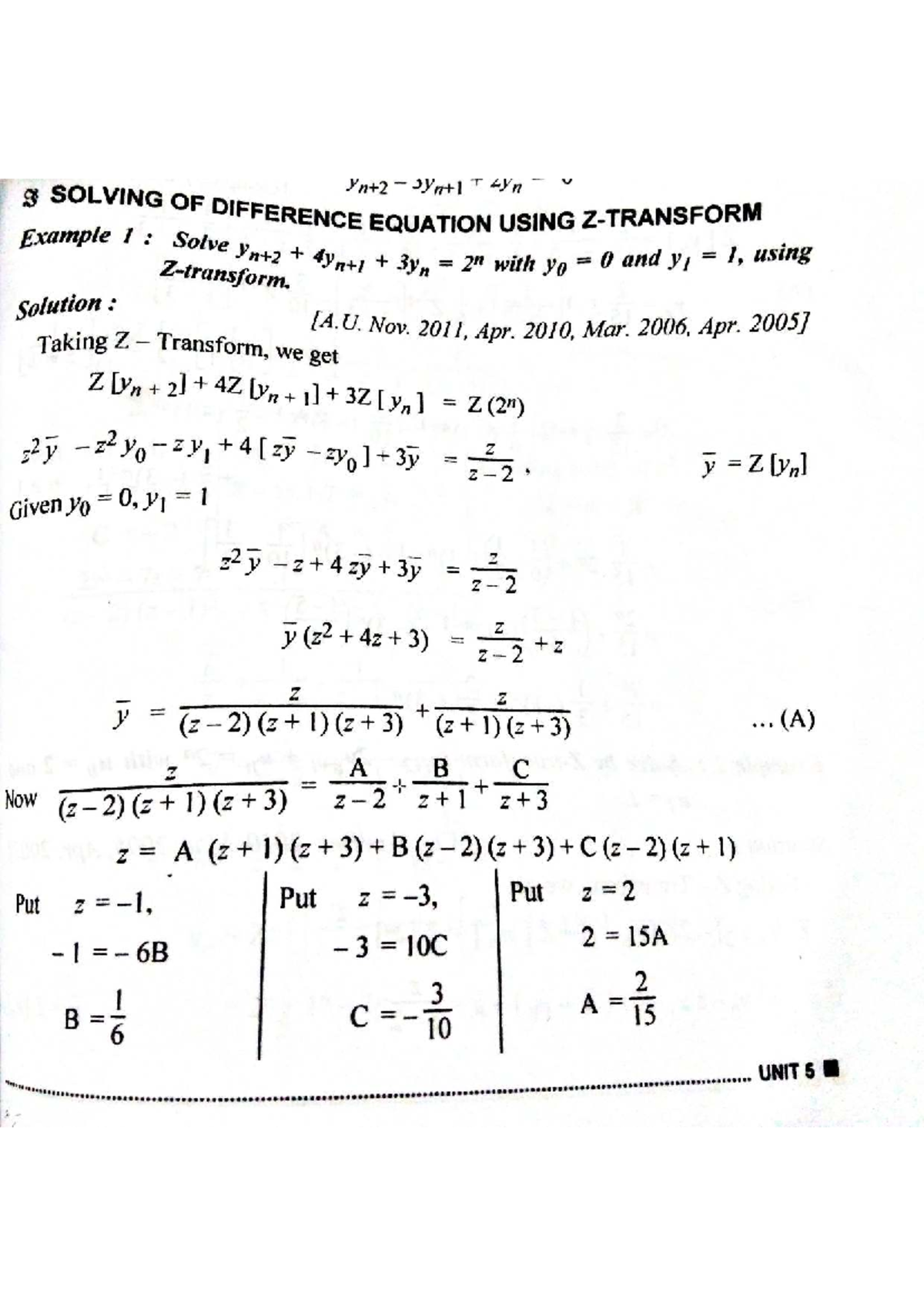 Z transform 2 - U S SOLVING OF DIFFERENCE EQUATION USING 1 2n with yo 0 ...