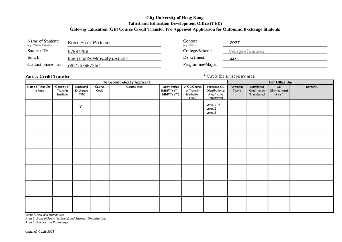 2021-GE-Credit-Transfer-Application-Form for Outbound Exchange Students ...