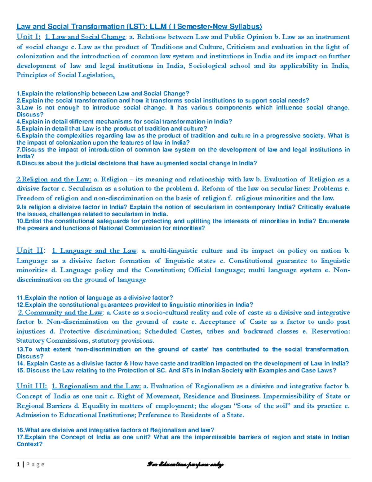 Law and Social Transformation Study Notes - LST: LL.M I Sem Highlights ...