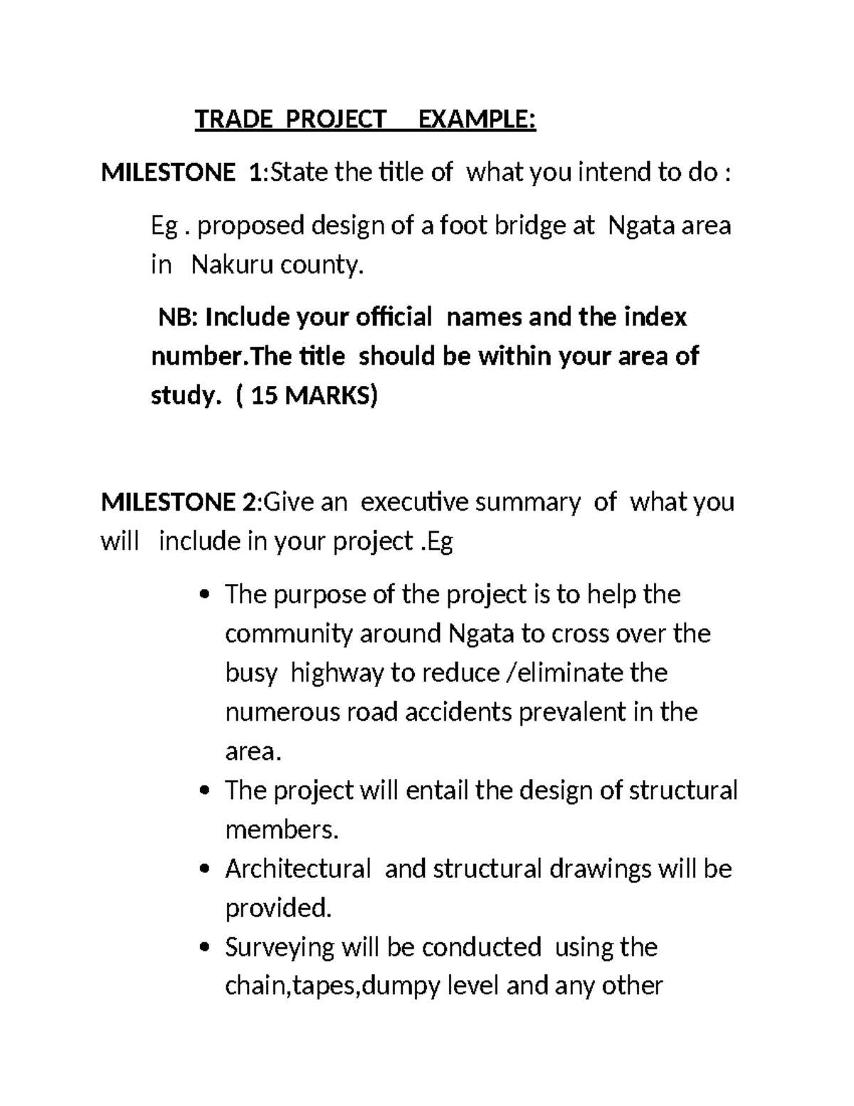 Trade Project Guide: Milestones for Design & Execution - Studocu