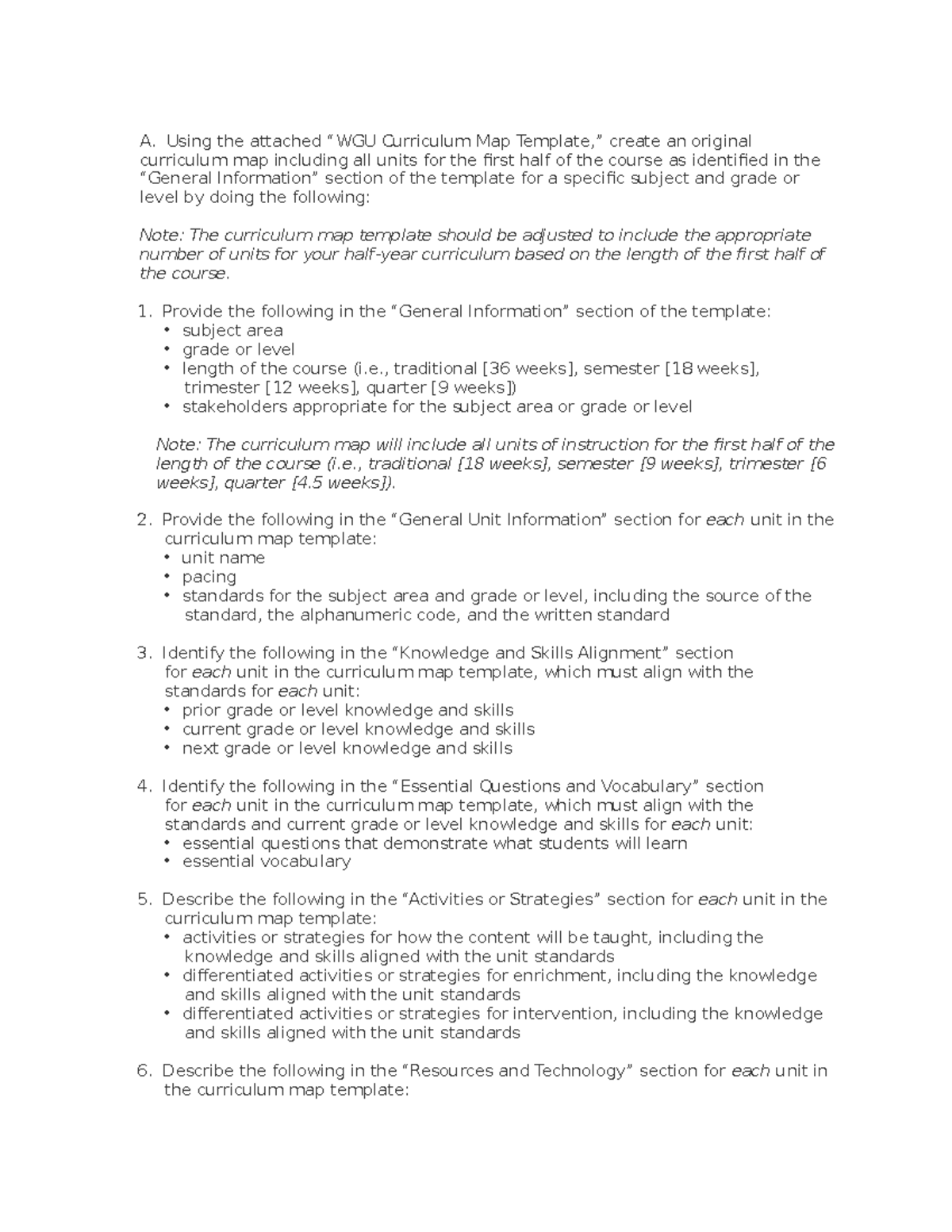 D 183 Task 4 - Half-Year Curriculum Map Creation Template - Studocu