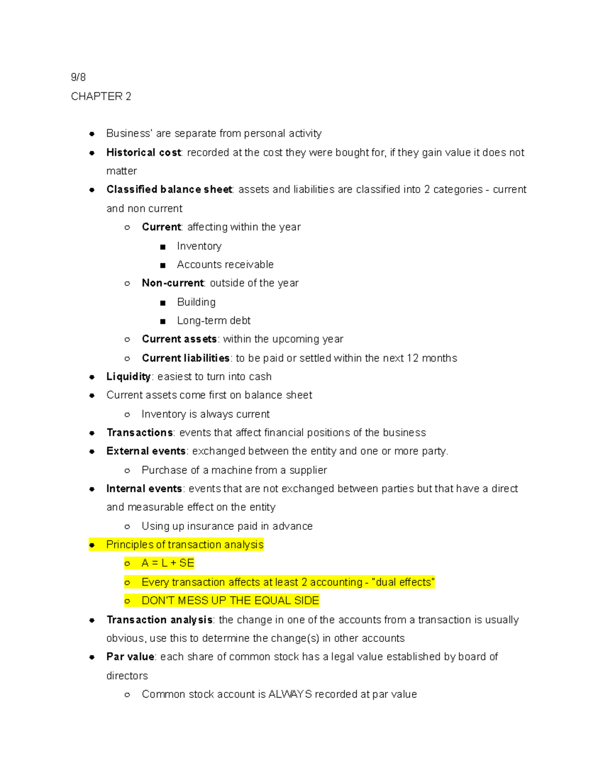 ACCT 100 Final Exam Notes: Chapter 2 - Accounting Basics - Studocu