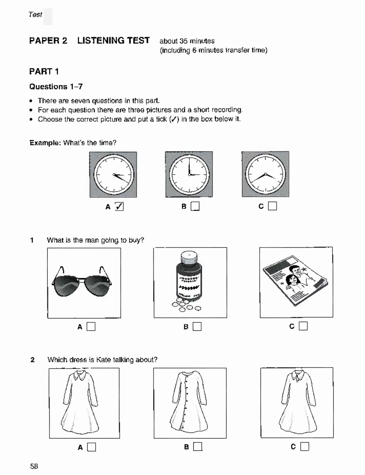 PET Listening Test Paper 2 - Questions and Answers - Studocu