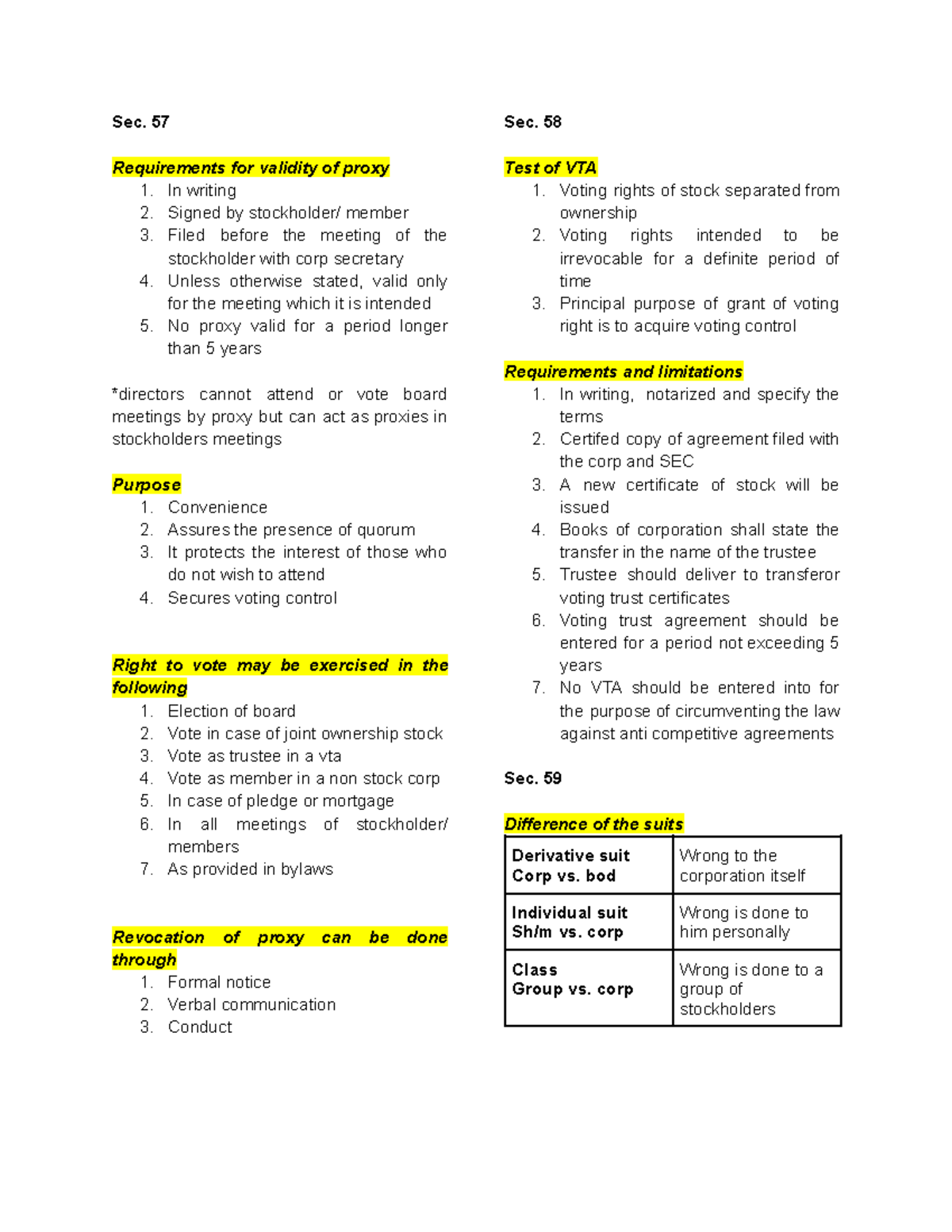 Title 6-12 - Lecture Notes - Sec. 57 Requirements for validity of proxy ...