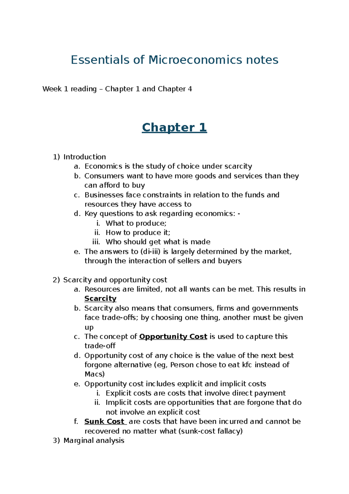 Essentials of Microeconomics notes (reading) - Essentials of ...