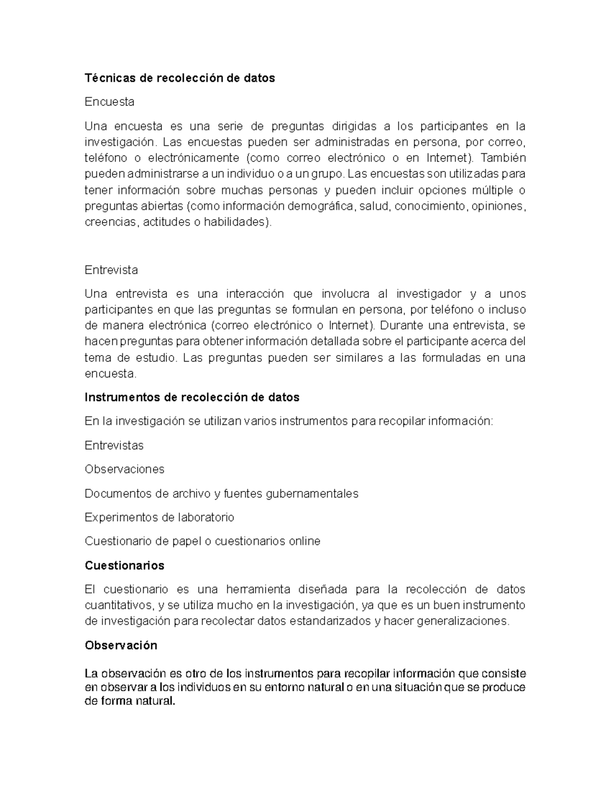 Ejemplos de técnicas e instrumentos de recolección de datos - Técnicas ...