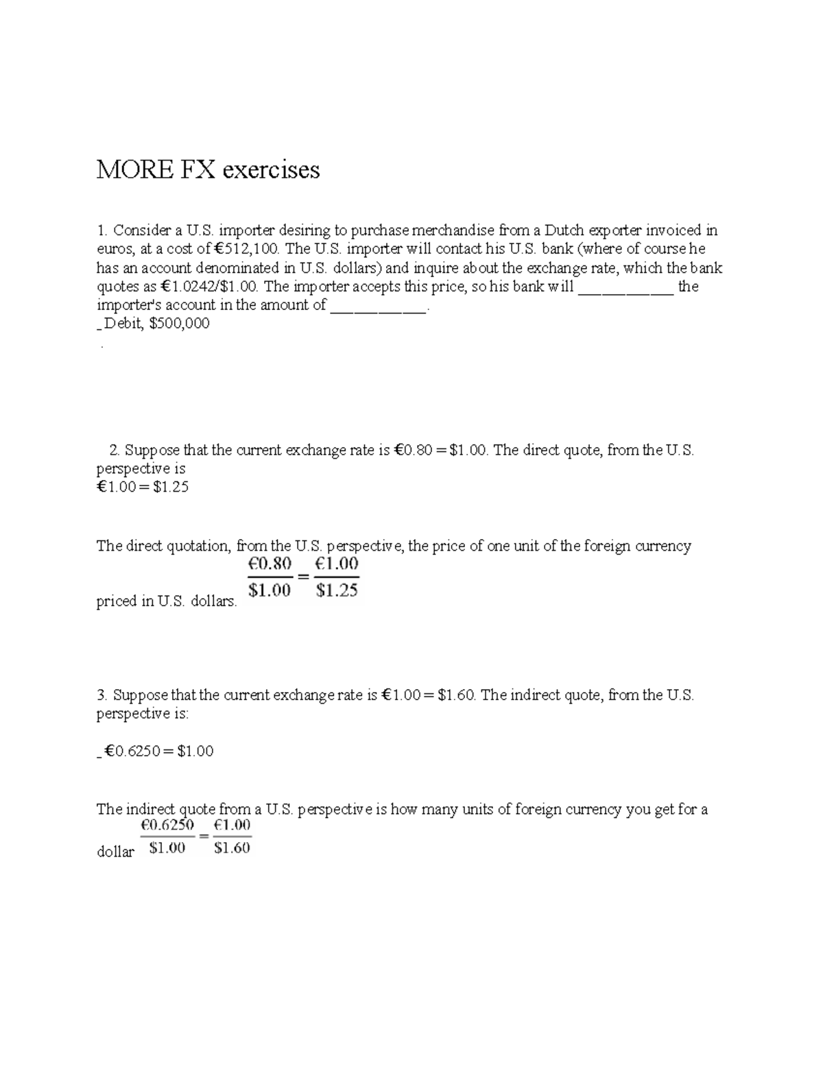 FX Exercises 2162: Understanding Currency Exchange Rates and ...