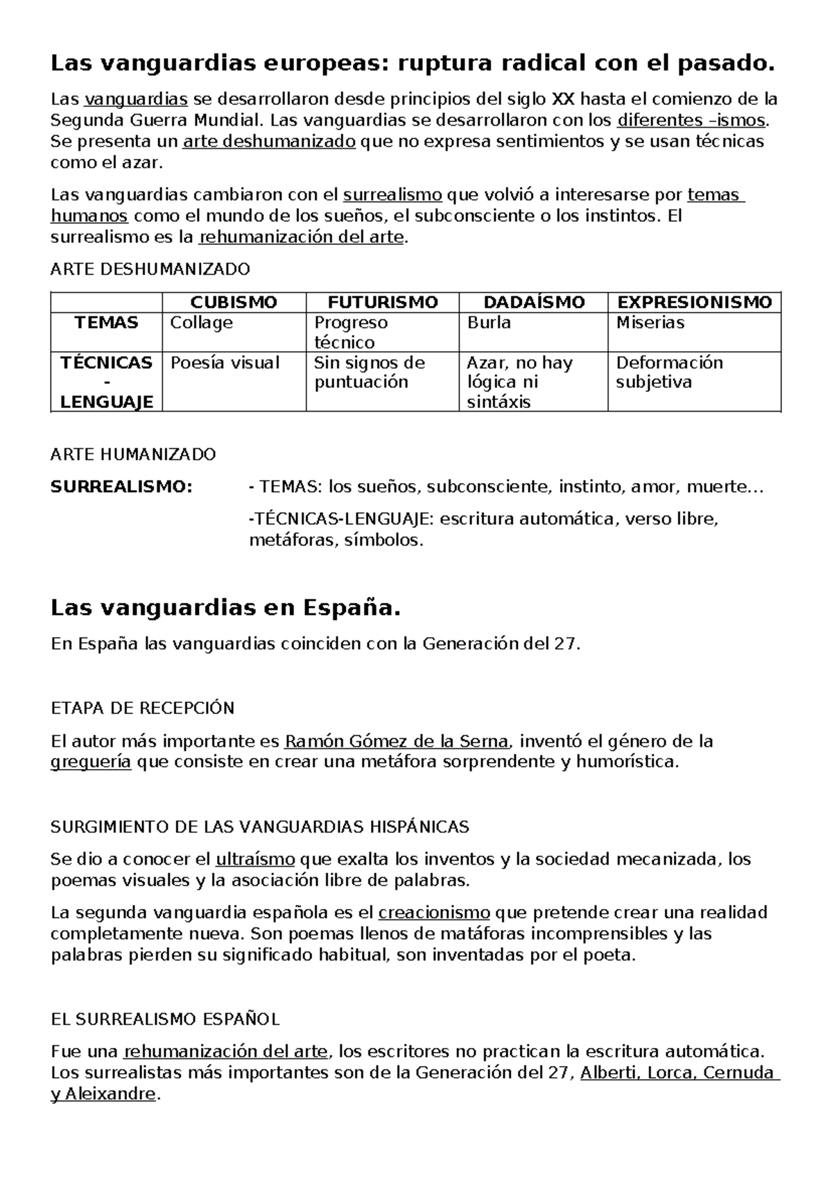 TEMA 4 Literatura - Las vanguardias europeas: ruptura radical con el ...