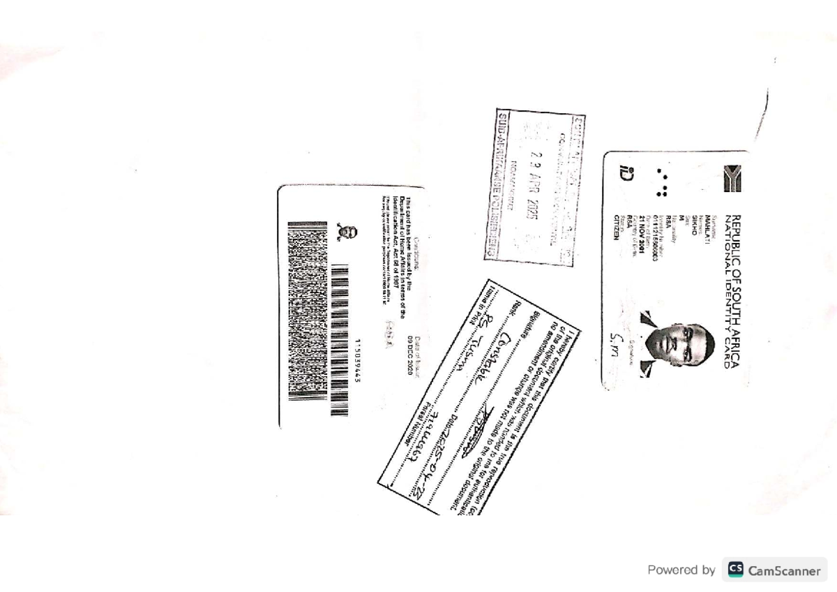 CS National Identity Card - RSA (Issued 09 DEC 2020) - Studocu