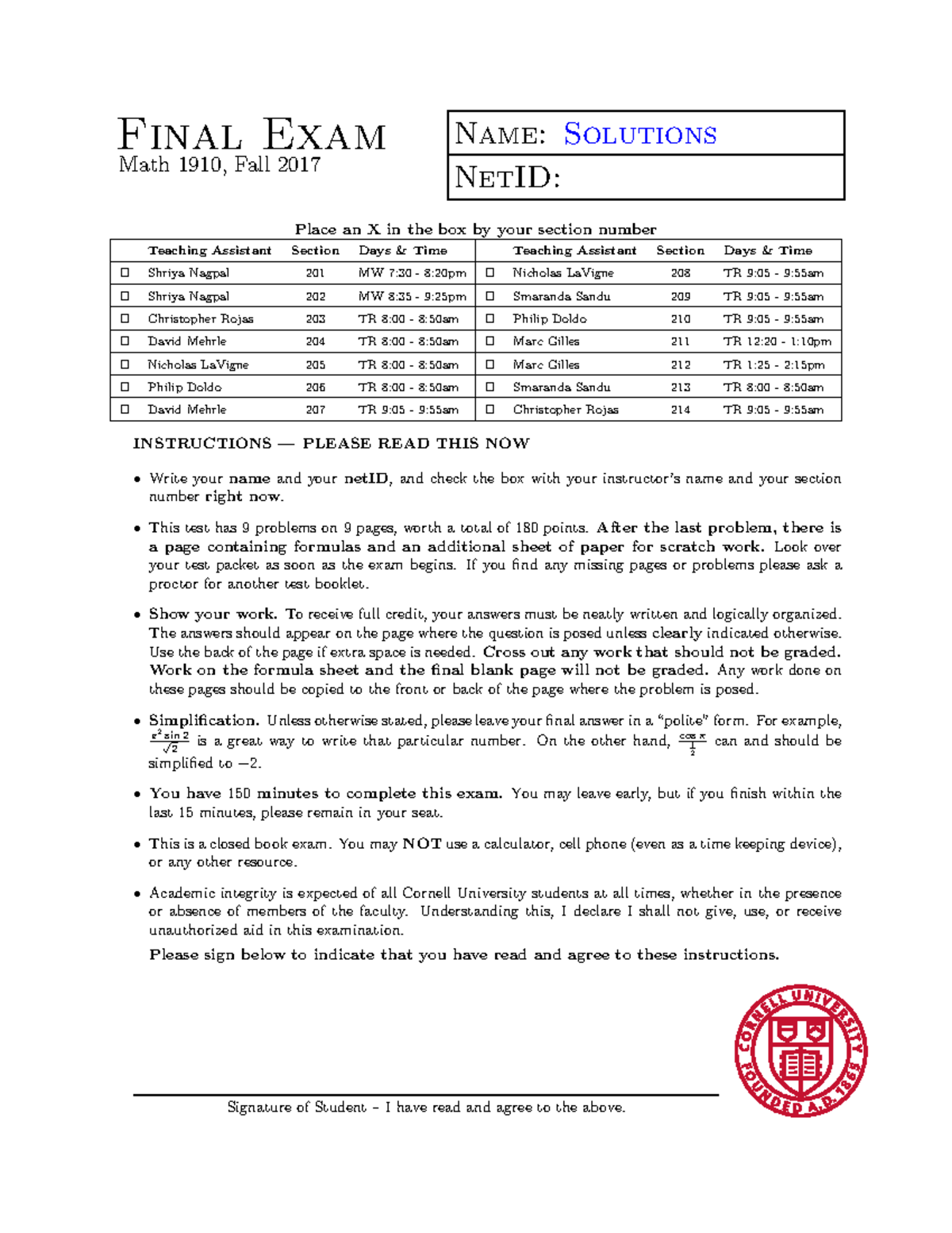 MATH 1910 FALL 2018 - Final Exam Comprehensive Practice Guide - Studocu