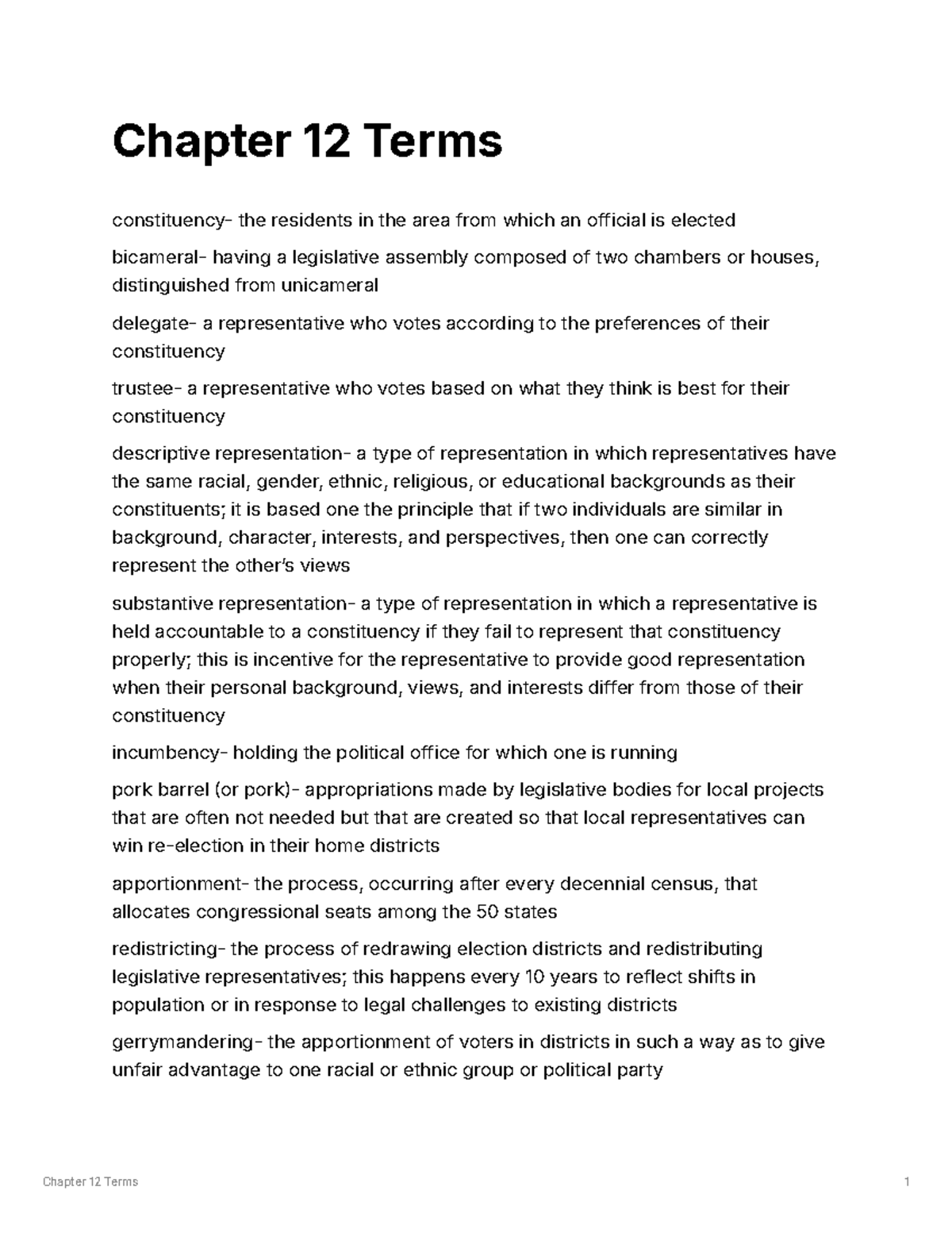 Chapter 12 Terms: Key Political Concepts - Studocu
