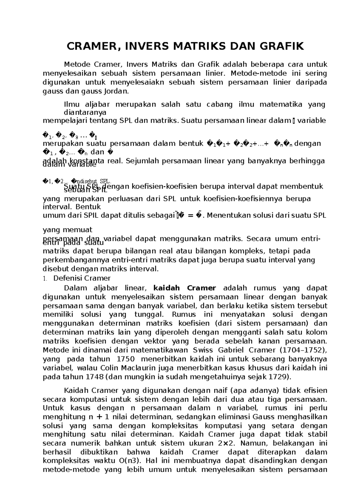 Grafik Matriks MTK - CRAMER, INVERS MATRIKS DAN GRAFIK Metode Cramer ...