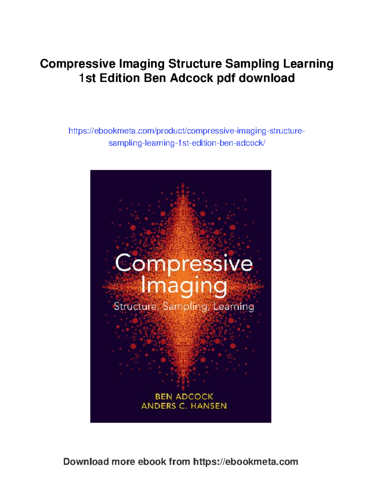 Compressive imaging: Structure, sampling, and learning overview - Studocu