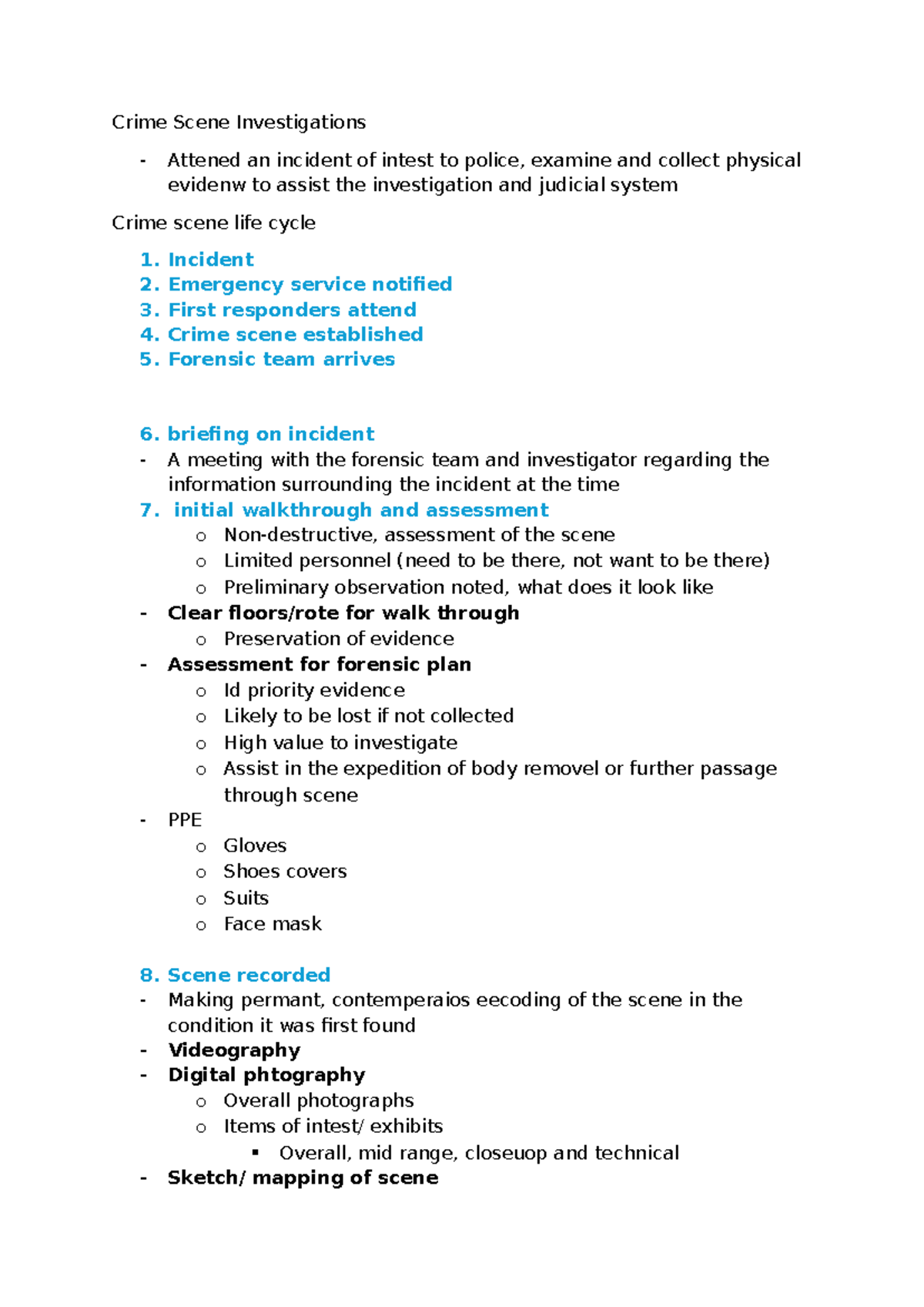 Lec4, WK3 - Crime Scene Investigation Techniques and Evidence ...