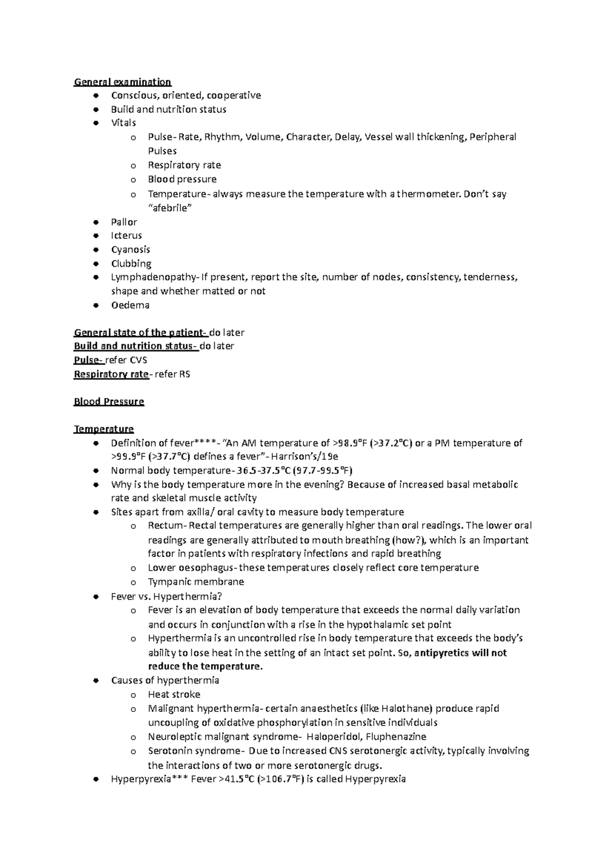 General Examination Notes for Medical Course (MED101) - Studocu