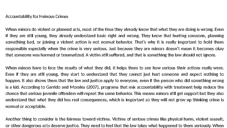 Accountability for Minors in Heinous Crimes: A Critical Analysis - Studocu