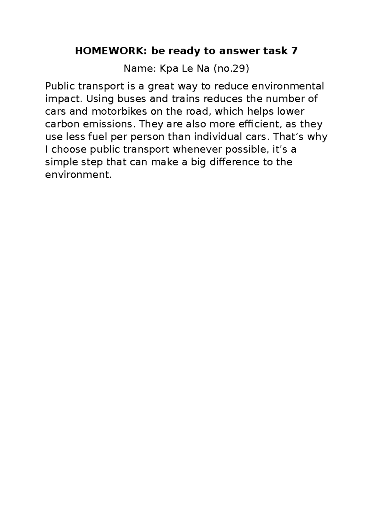 Homework TASK 7 - bai tap - ielts - HOMEWORK: be ready to answer task 7 ...