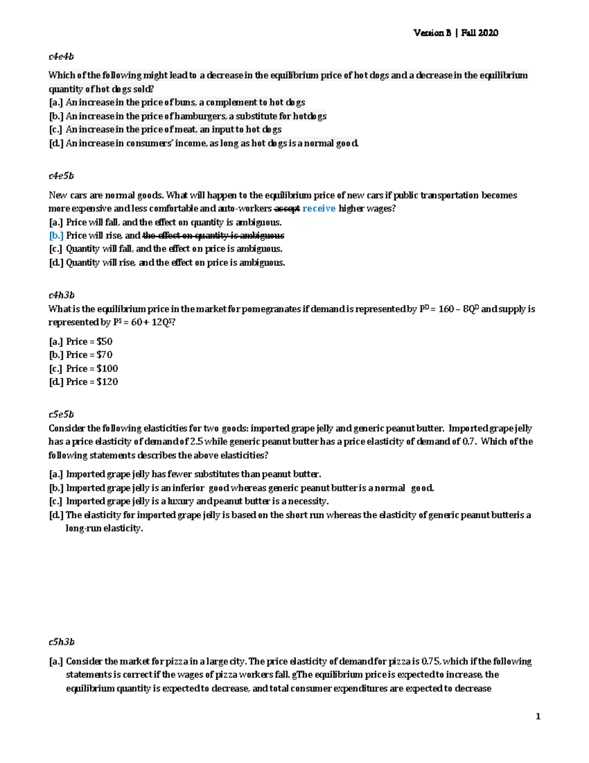 ECON 1001 Fall 2021 Final Exam Practice Questions and Answers - Studocu