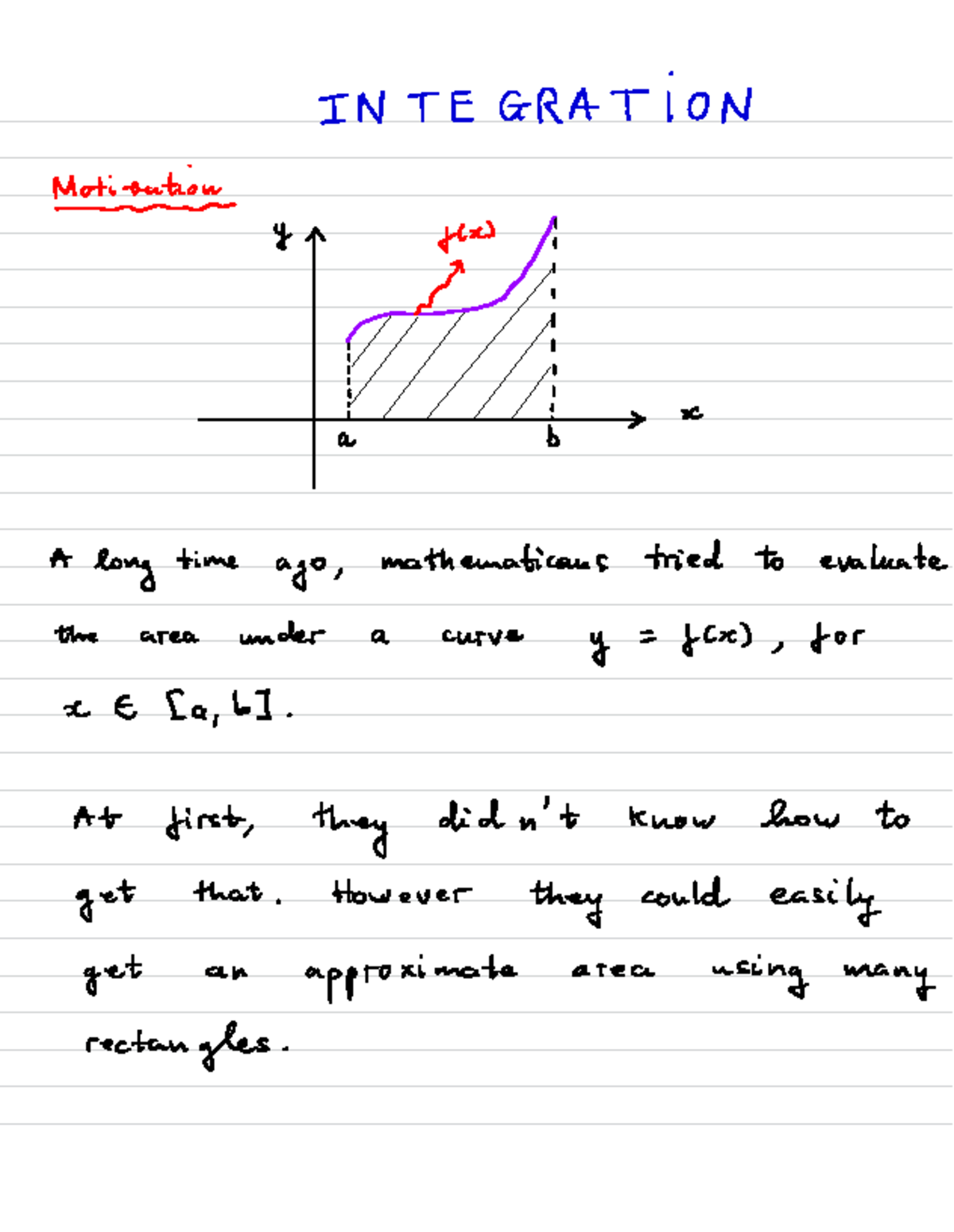 Integration 1 - iiknbb - INTEGRATION Motivating Y ^ floc ] ¥: i 1 i : i ...