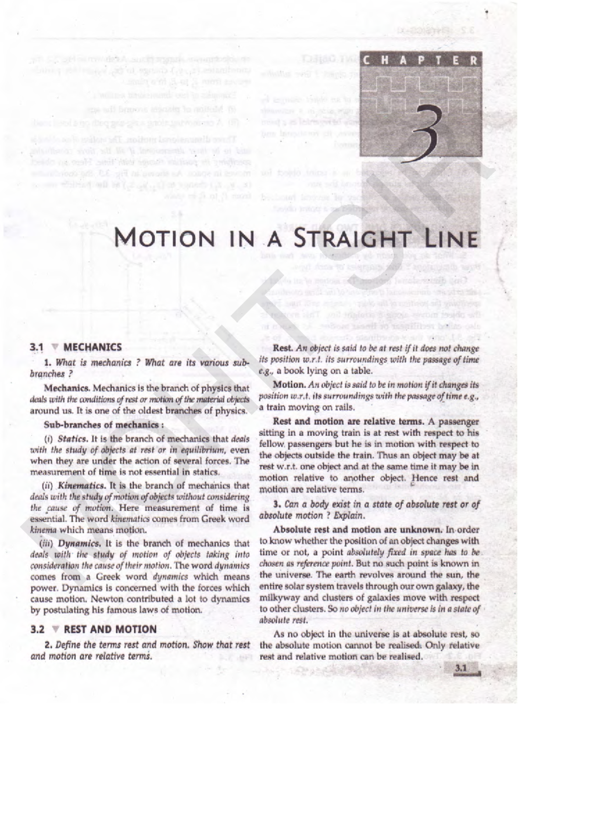 Chapter 3: Motion in a Straight Line - Physics XI Notes - Studocu