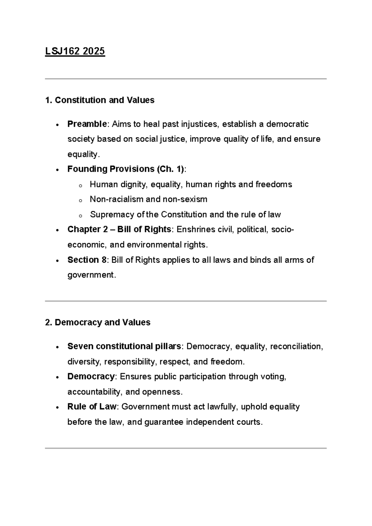 LSJ162 2025: Short Notes on Constitution, Rights, and Social Justice ...
