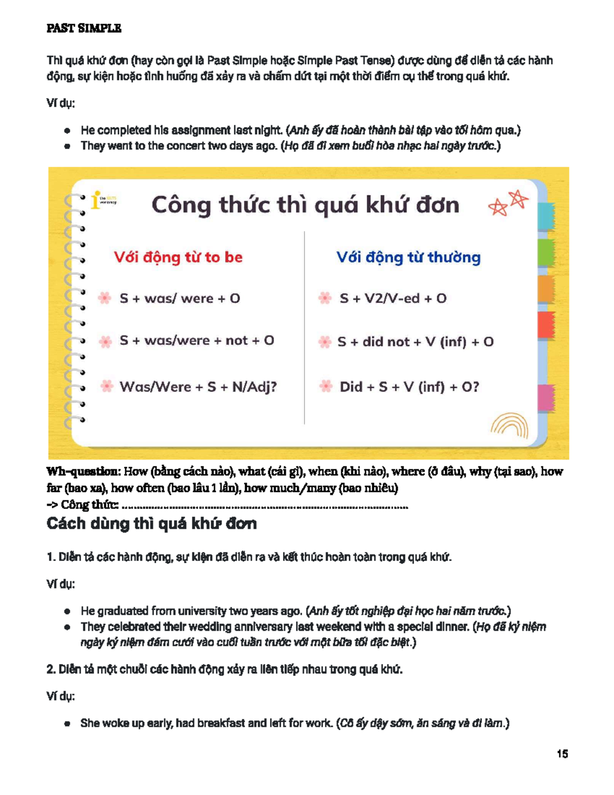 Past Simple Tense - Grade 7 Overview and Exercises - Studocu