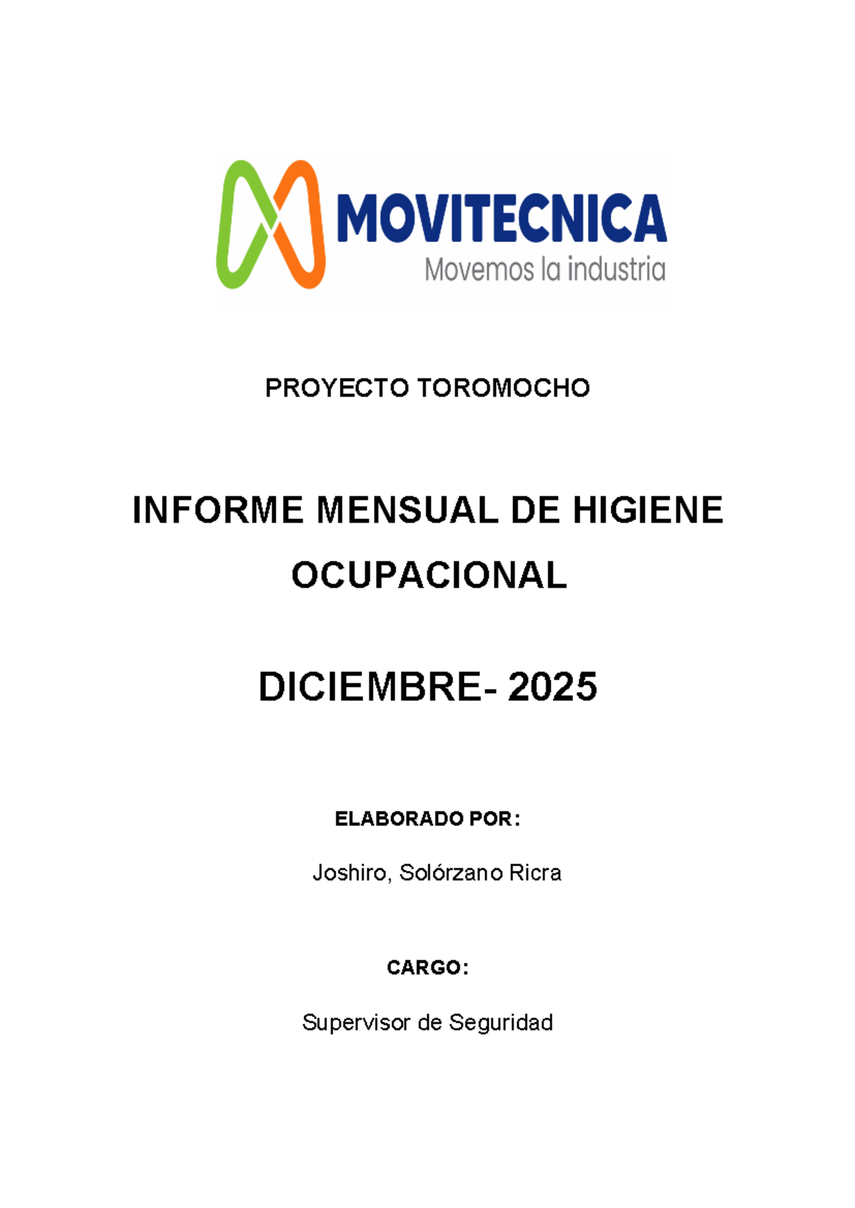 Informe Mensual de Higiene Ocupacional - Diciembre 2025 - Studocu