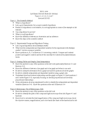 BIOL 1406 Lab Review for Topic 8 Meiosis (4) - BIOL 1406 Review for Lab ...
