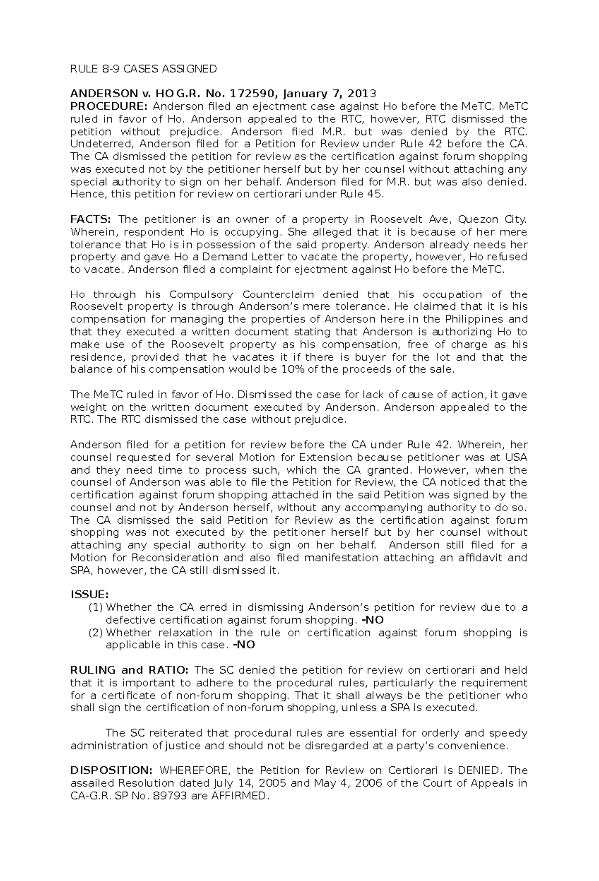 Civil Procedure Case Studies: Analysis of Rules 8 & 9 Application - Studocu