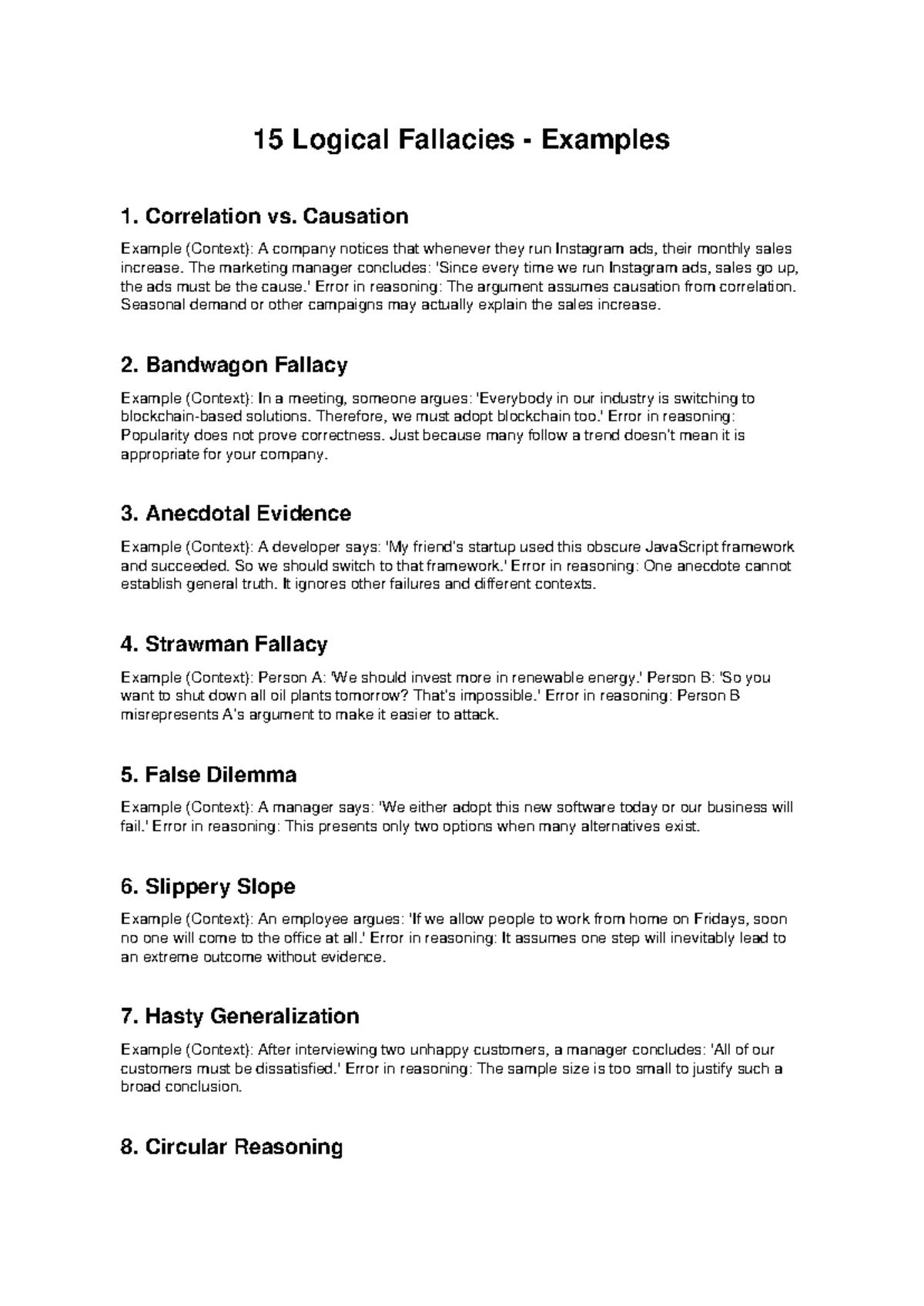 Logical Fallacies Examples: 15 Key Types Explained - Studocu