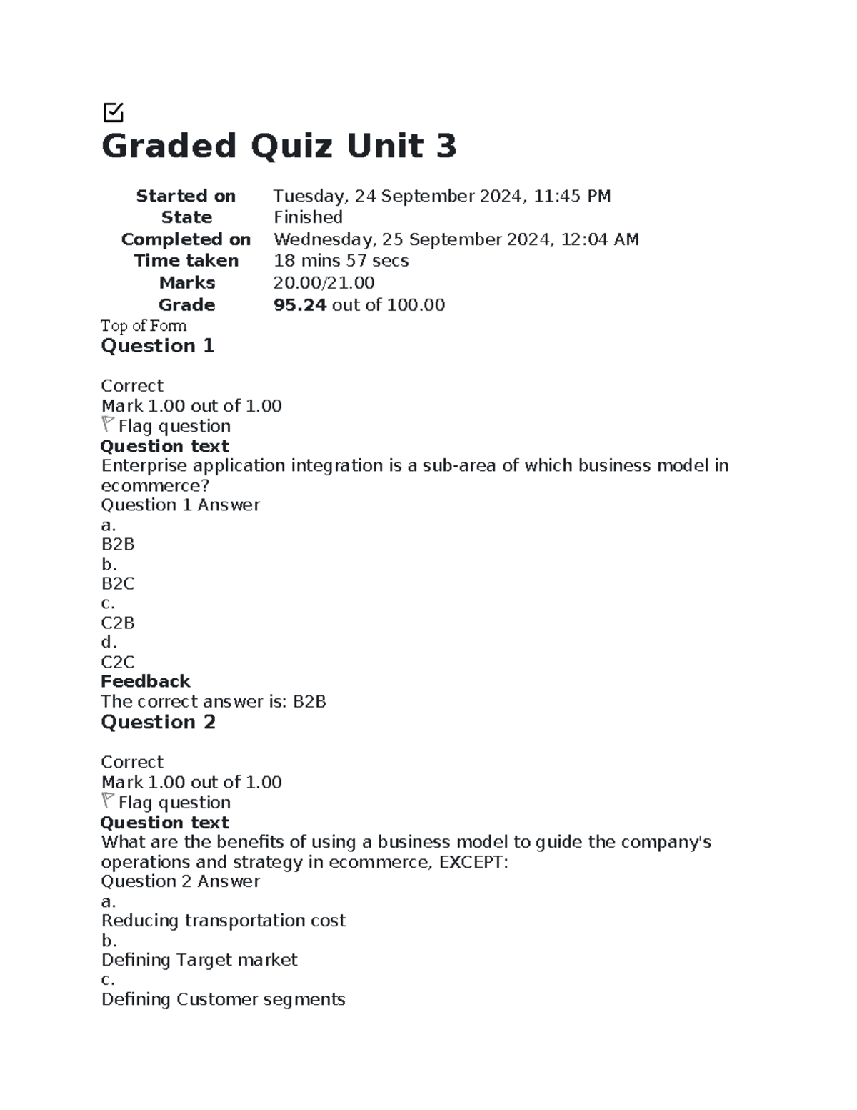 E-COMM 101: Graded Quiz Unit 3 Results & Insights - Studocu