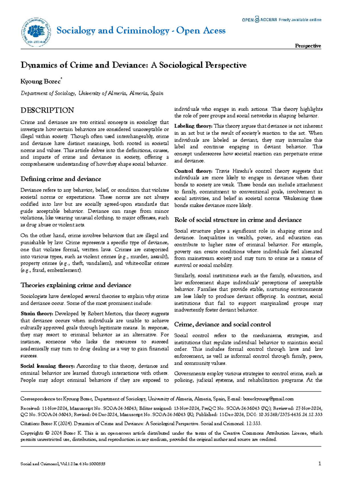 Sociology 101: Dynamics of Crime and Deviance - A Sociological View ...