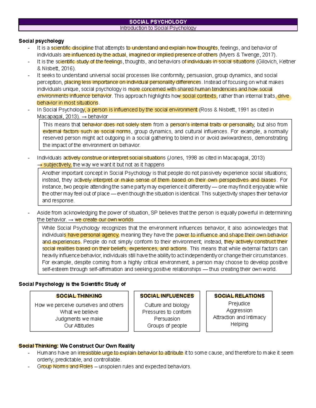 SOCIAL PSYCHOLOGY 101: Midterm Notes on Key Concepts and Theories - Studocu
